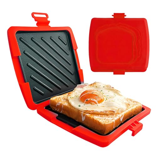 サンドイッチプレス - 電力不要のポータブルクッカー - 電子レンジトースター朝食サンドイッチメーカー - パン・パイ・ケサディーヤ・朝食・アパート・パーティー・旅行・食品準備用